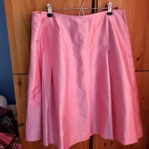 Banana Republic Candy Pink Silk Shantung  Pleated Skirt size 14